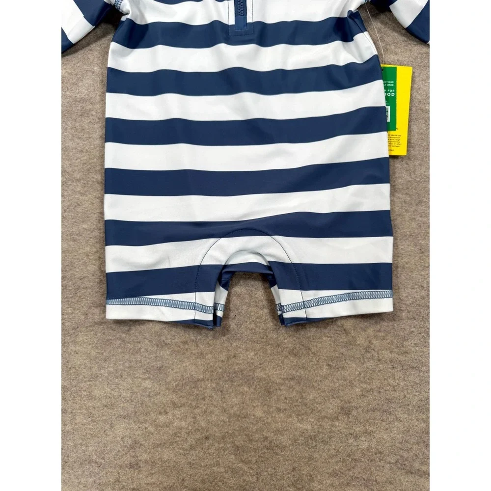 Gap Baby Reversible Swimsuit Set 6-12M Striped Rashguard & Bucket Hat UPF 50+